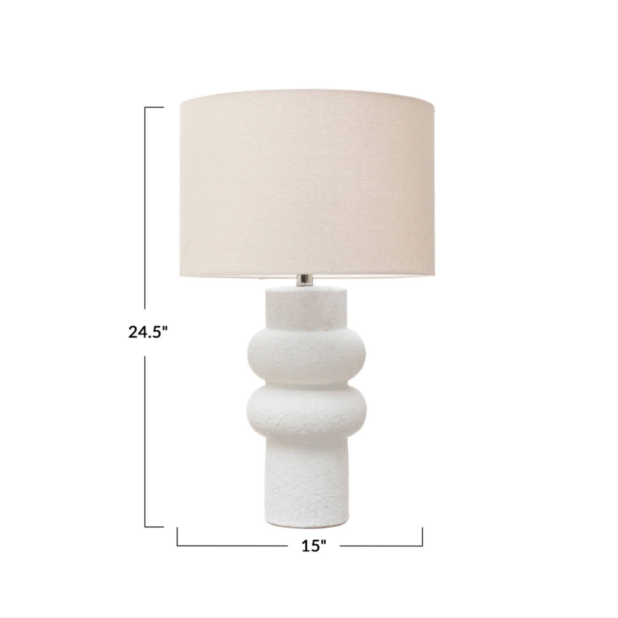 Hello Honey® 24.5" White Volcano Finish Stoneware Table Lamp with Linen Shade